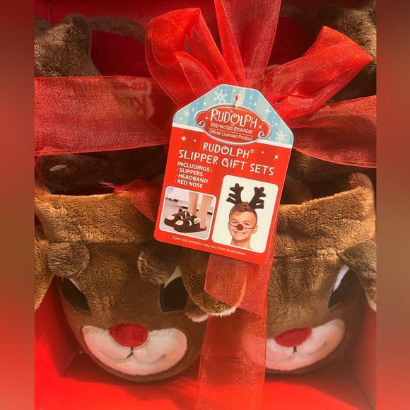 NWT Rudolph Slipper with Headband Gift Set - Picture 3 of 6